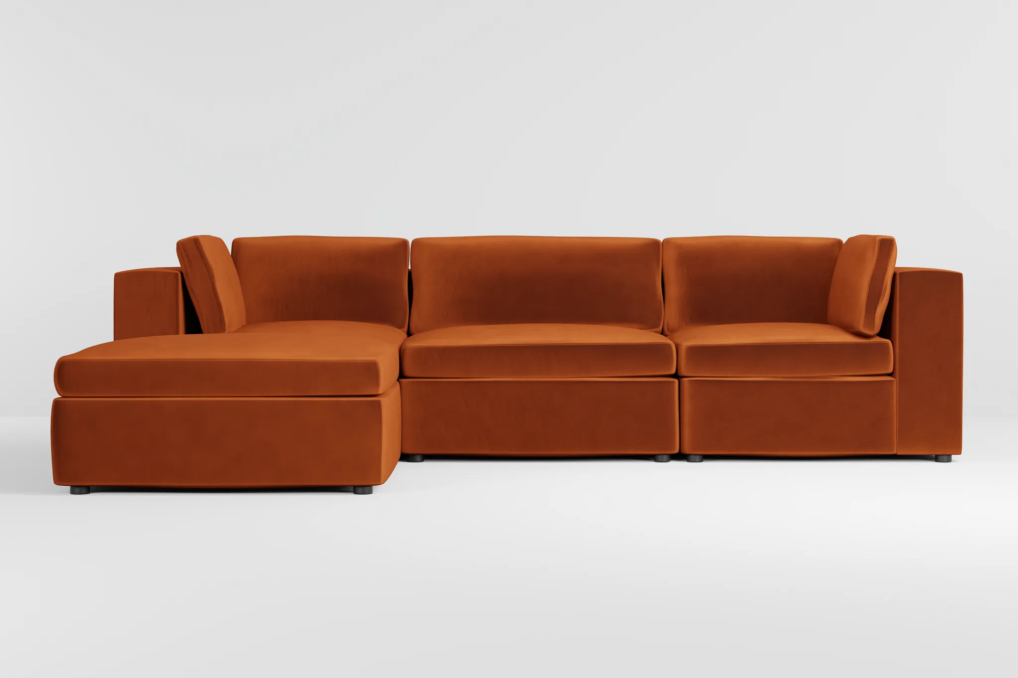 Destin Joya Orange Velvet 4-piece Bumper Sectional