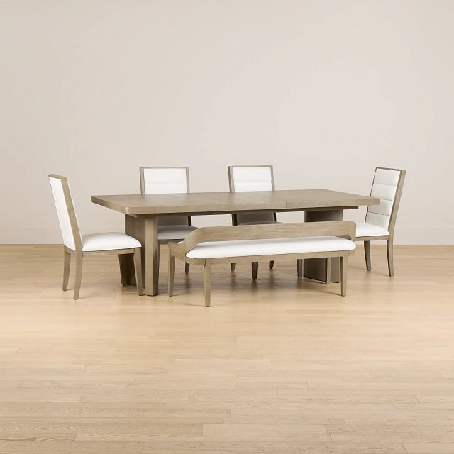 Soho Light Tone Uph Table, 4 Chairs & Bench