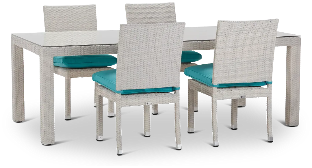 Bahia Dark Teal 84" Rectangular Table & 4 Upholstered Chairs