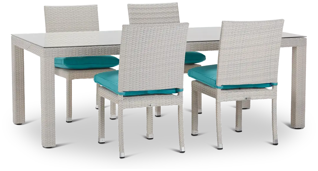 Bahia Dark Teal 84" Rectangular Table & 4 Upholstered Chairs Bahia Dark Teal 84" Rectangular Table & 4 Upholstered Chairs