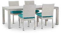 Bahia Dark Teal 84" Rectangular Table & 4 Upholstered Chairs