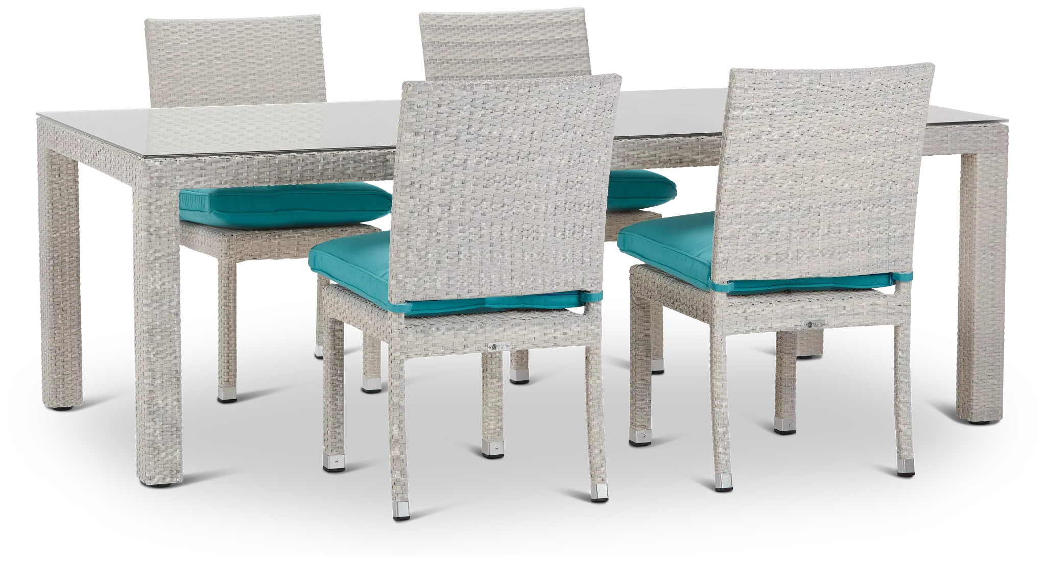 Bahia Dark Teal 84" Rectangular Table & 4 Upholstered Chairs