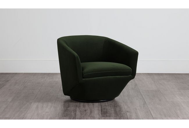 Darian Dark Green Velvet Swivel Accent Chair
