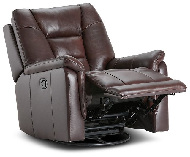 Owen Brown Leather Swivel Glider Recliner