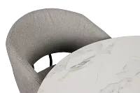 Merrick White Round Table With 4 Gray Upholstered Side Chairs