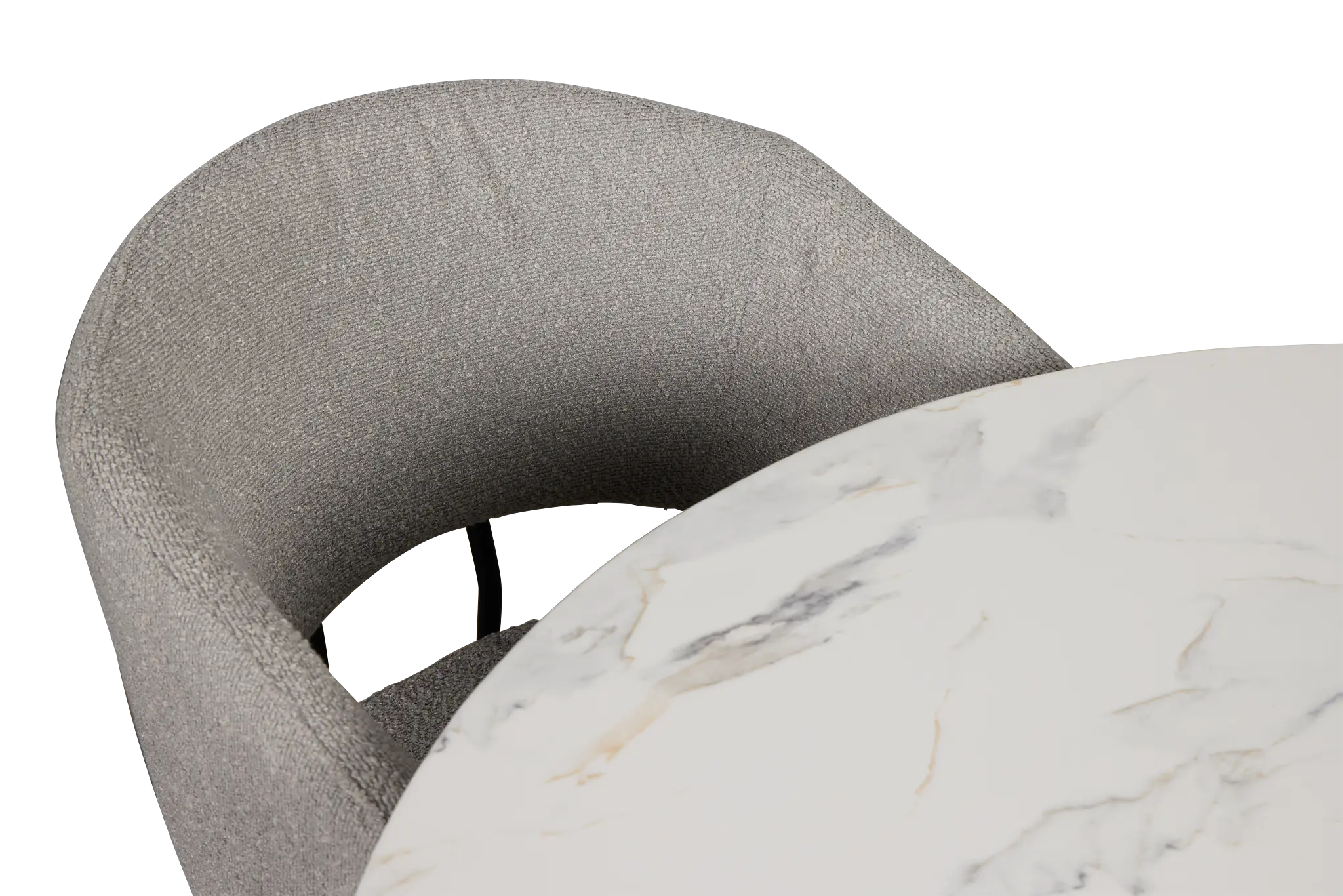 Merrick White Round Table With 4 Gray Upholstered Side Chairs Merrick White Round Table With 4 Gray Upholstered Side Chairs