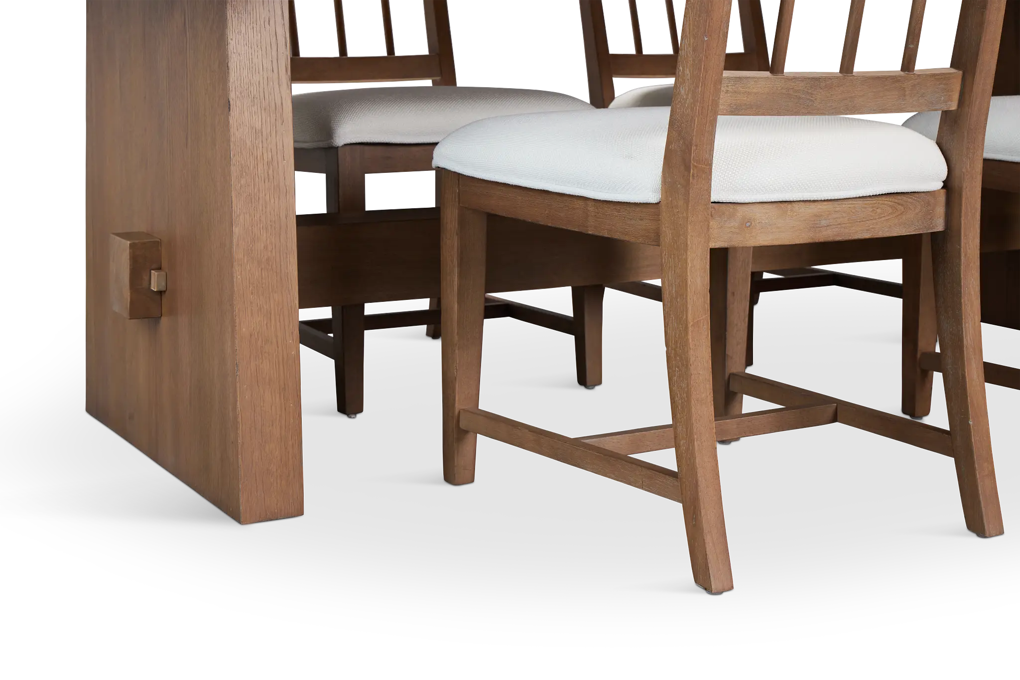 Provo Mid Tone Trestle Table & 4 White Upholstered Chairs Provo Mid Tone Trestle Table & 4 White Upholstered Chairs