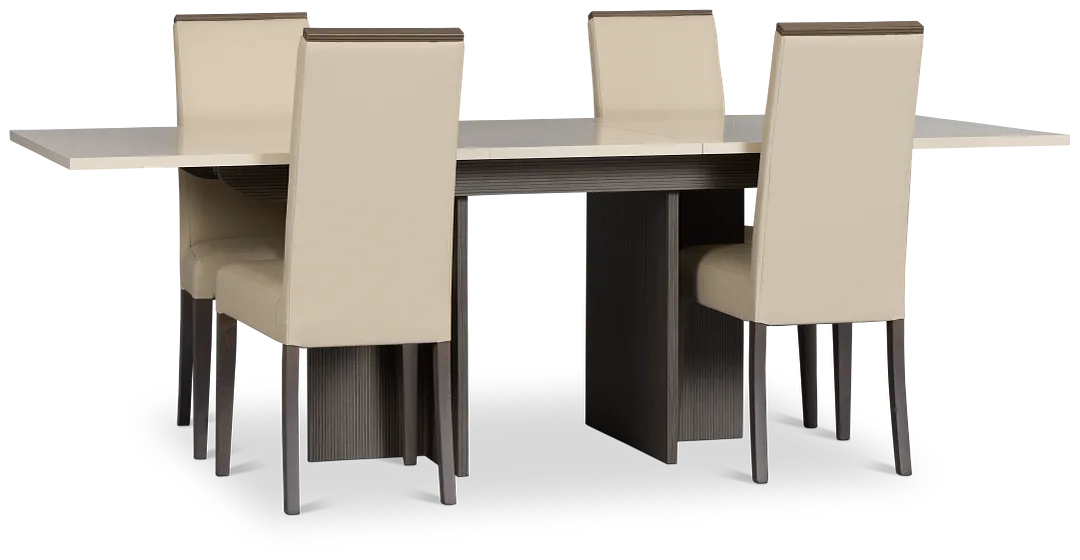 Sienna Two-tone Table & 4 Leather Chairs