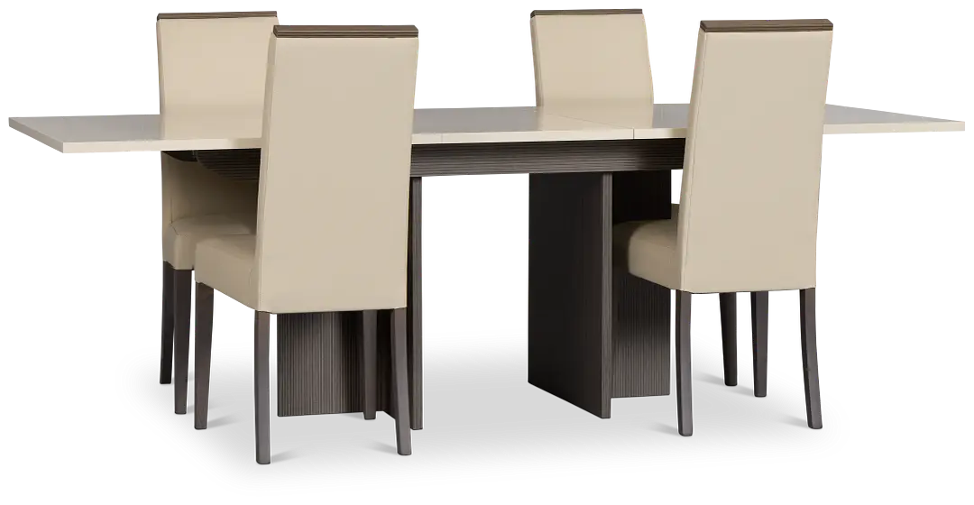 Sienna Two-tone Table & 4 Leather Chairs Sienna Two-tone Table & 4 Leather Chairs