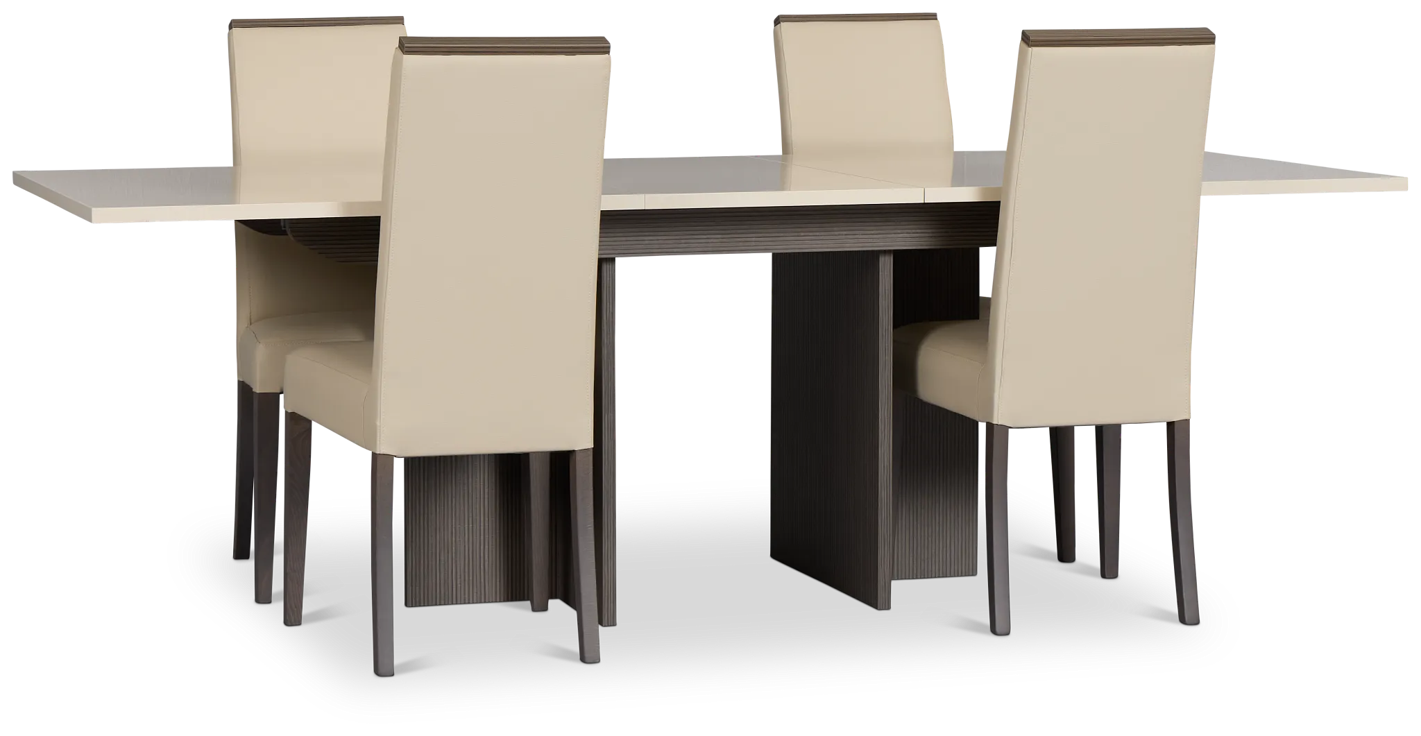 Sienna Two-tone Table & 4 Leather Chairs