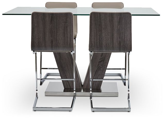 Kendall Glass High Table & 4 Upholstered Barstools (3)