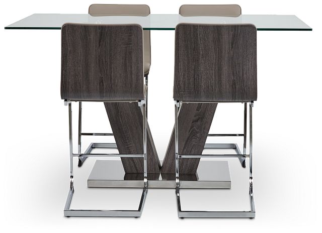 Kendall Glass High Table & 4 Upholstered Barstools