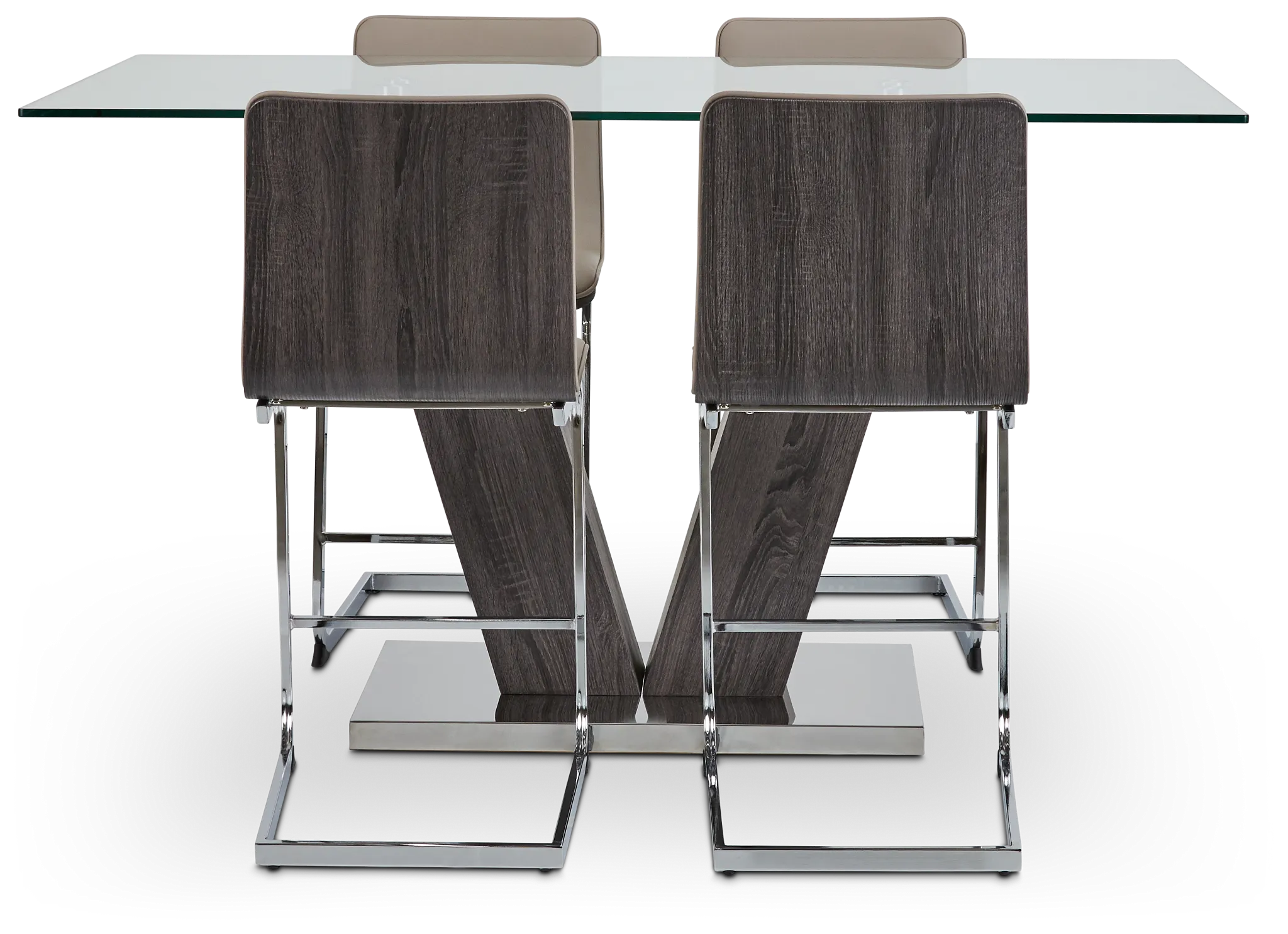 Kendall Glass High Table & 4 Upholstered Barstools