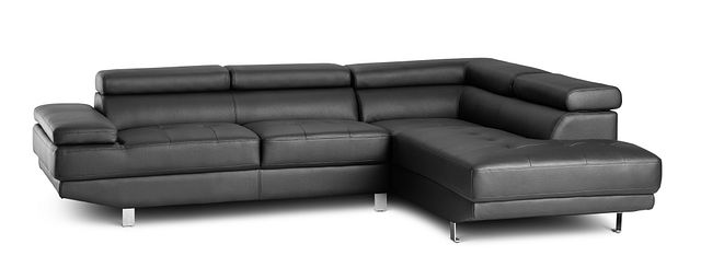 Zane Black Micro Right Chaise Sectional (3)