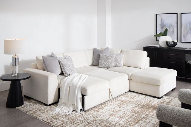 Blakely White Fabric Small Right Bumper Sleeper Sectional