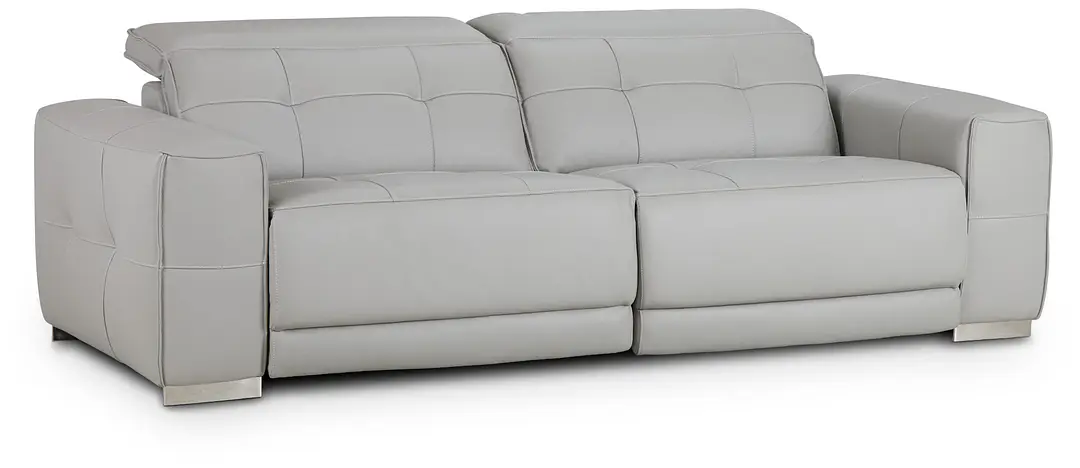 Reva Gray Leather Power Reclining Sofa Reva Gray Leather Power Reclining Sofa