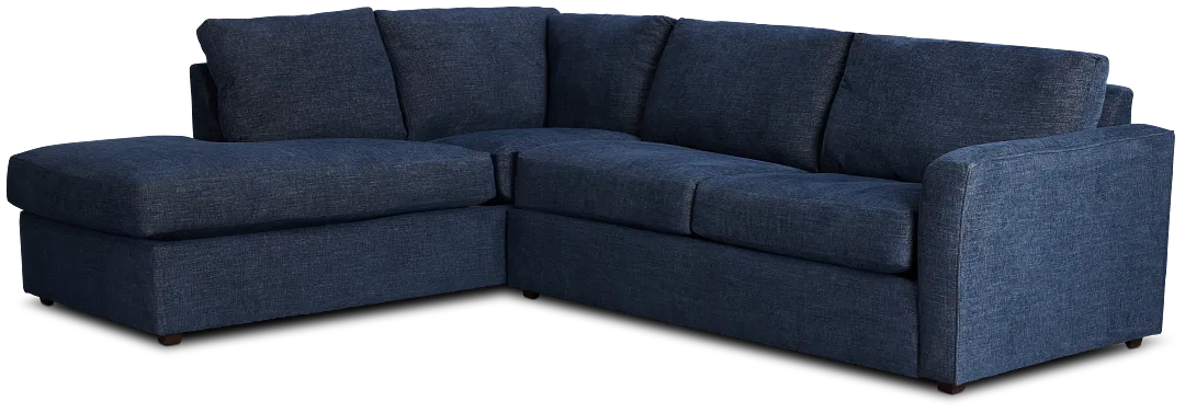 Davis Dark Blue Micro Left Bumper Sectional