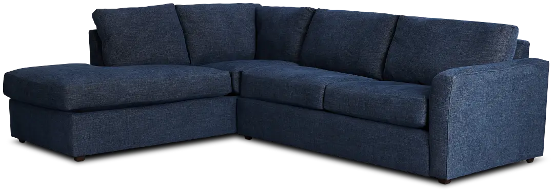 Davis Dark Blue Micro Left Bumper Sectional Davis Dark Blue Micro Left Bumper Sectional