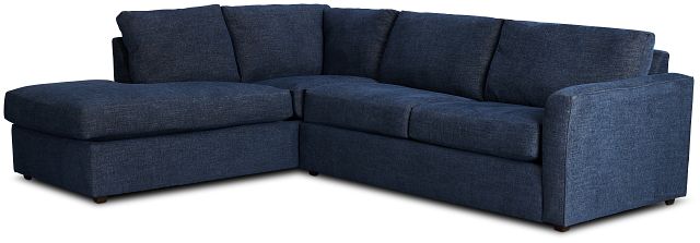 Davis Dark Blue Micro Left Bumper Sectional