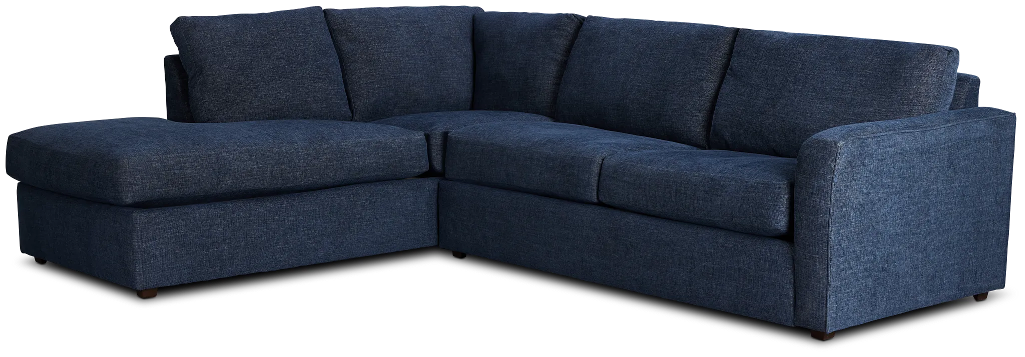 Davis Dark Blue Micro Left Bumper Sectional