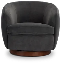 Hazel Dark Gray Velvet Swivel Accent Chair