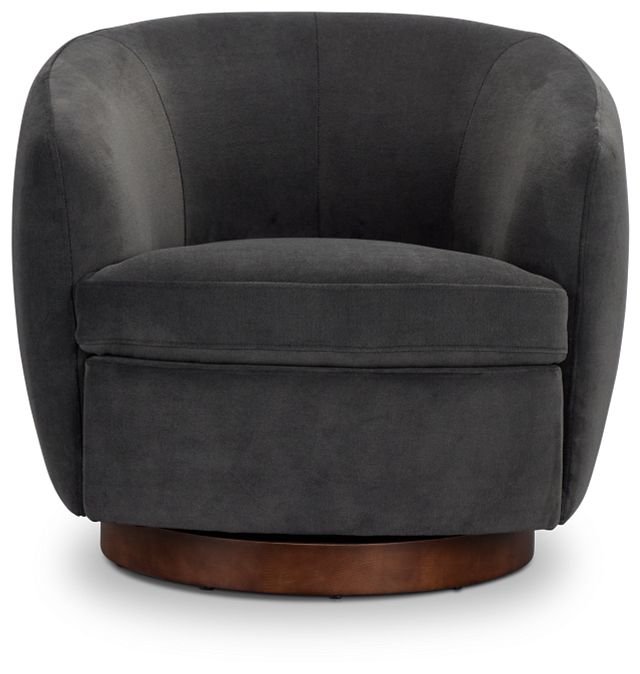 Hazel Dark Gray Velvet Swivel Accent Chair