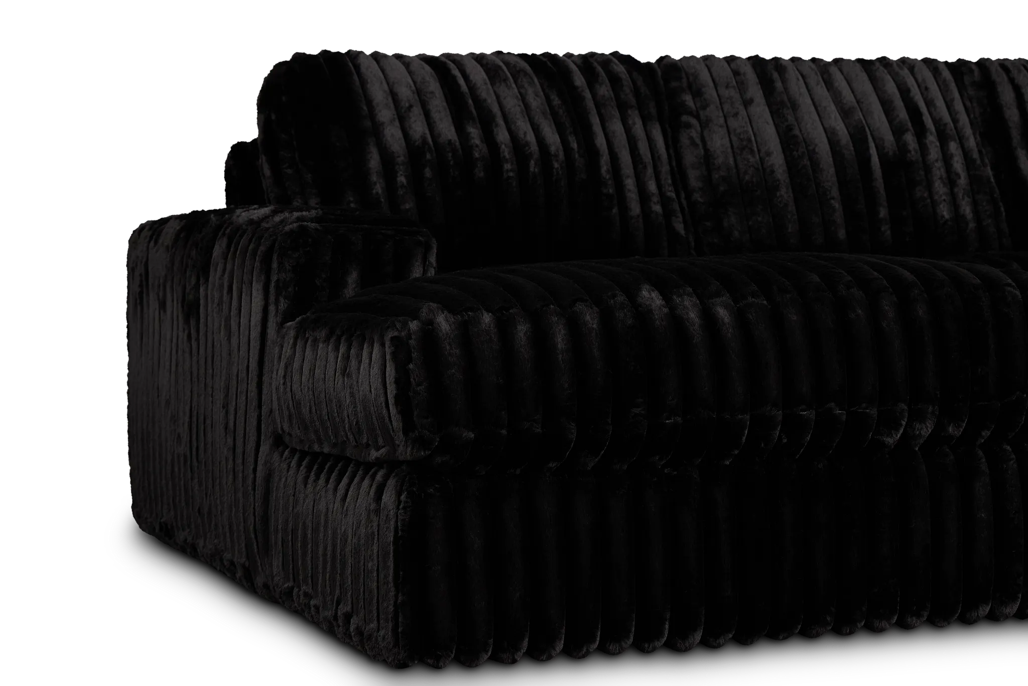 Teddy Black Fabric Large Left Chaise Sectional