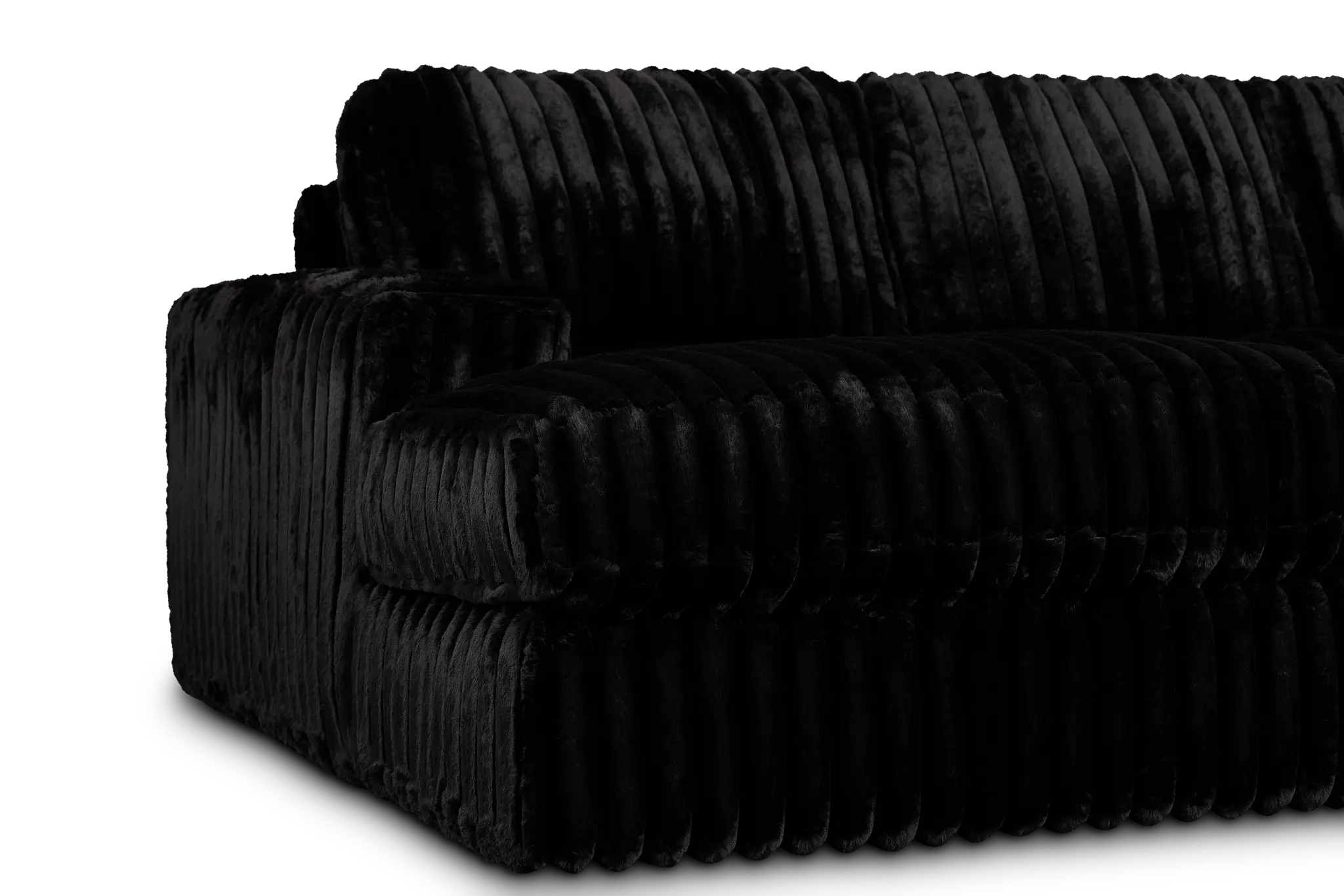 Teddy Black Fabric Large Left Chaise Sectional Teddy Black Fabric Large Left Chaise Sectional