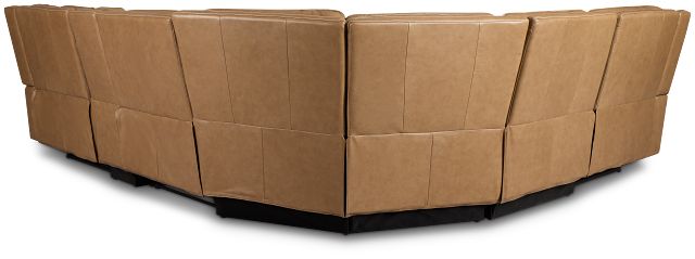 Jasper Light Brown Leather Medium Triple Power 2-arm Sectional