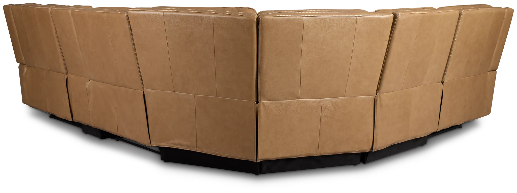 Jasper Light Brown Leather Medium Triple Power 2-arm Sectional