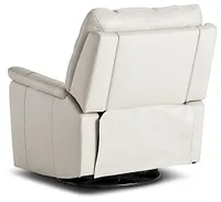 Owen Light Gray Leather Power Glider Recliner With Power Headrest