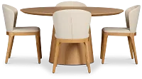 Nomad Light Tone 59" Round Table &4 Light Beige Chairs W/light Tone Leg