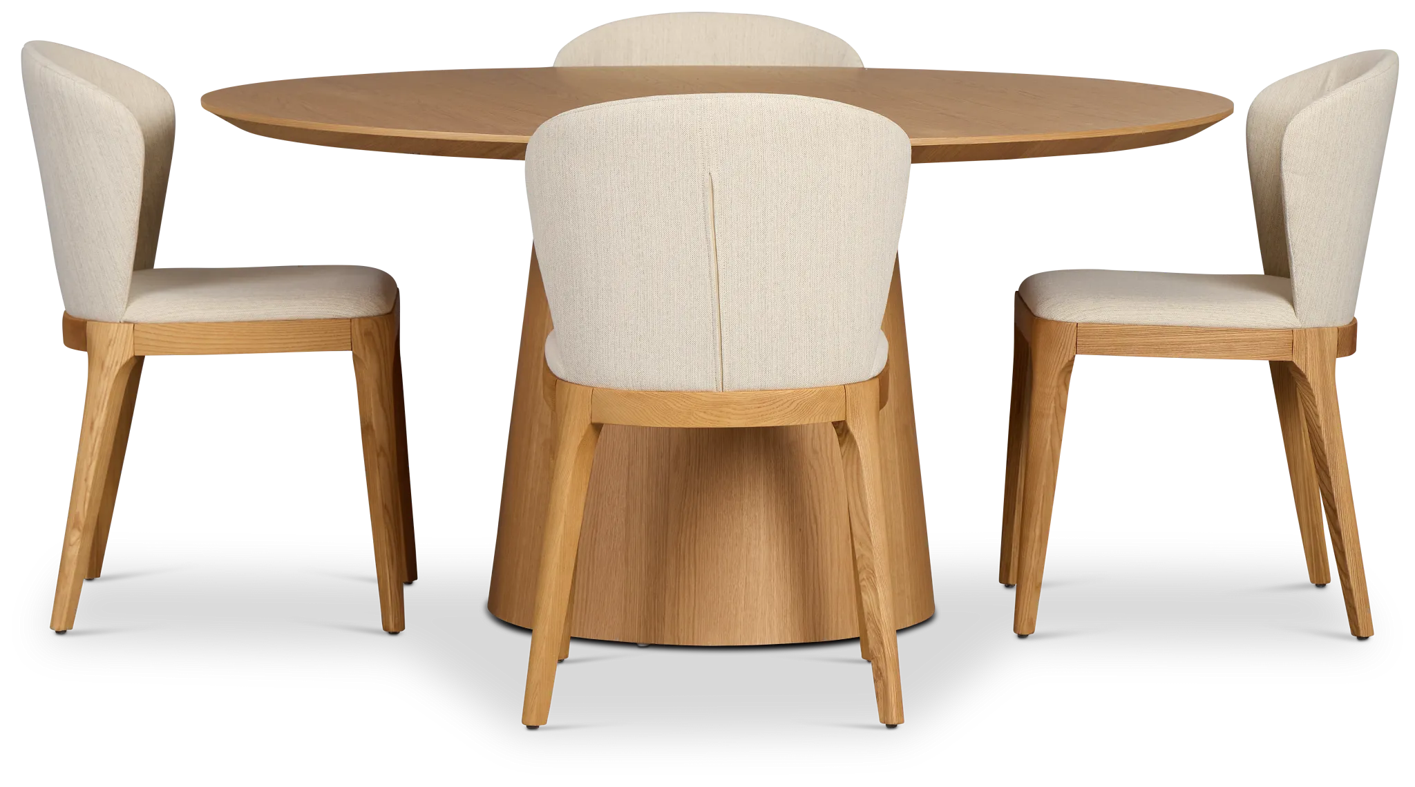 Nomad Light Tone 59" Round Table &4 Light Beige Chairs W/light Tone Leg