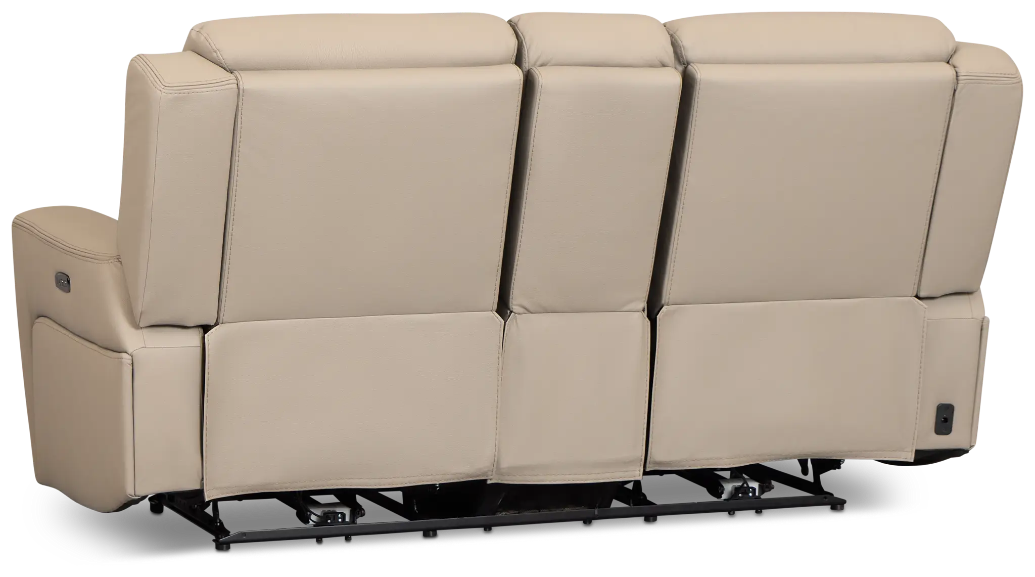 Wilder Taupe Leather Power Reclining Console Loveseat With Refrigerator Wilder Taupe Leather Power Reclining Console Loveseat With Refrigerator