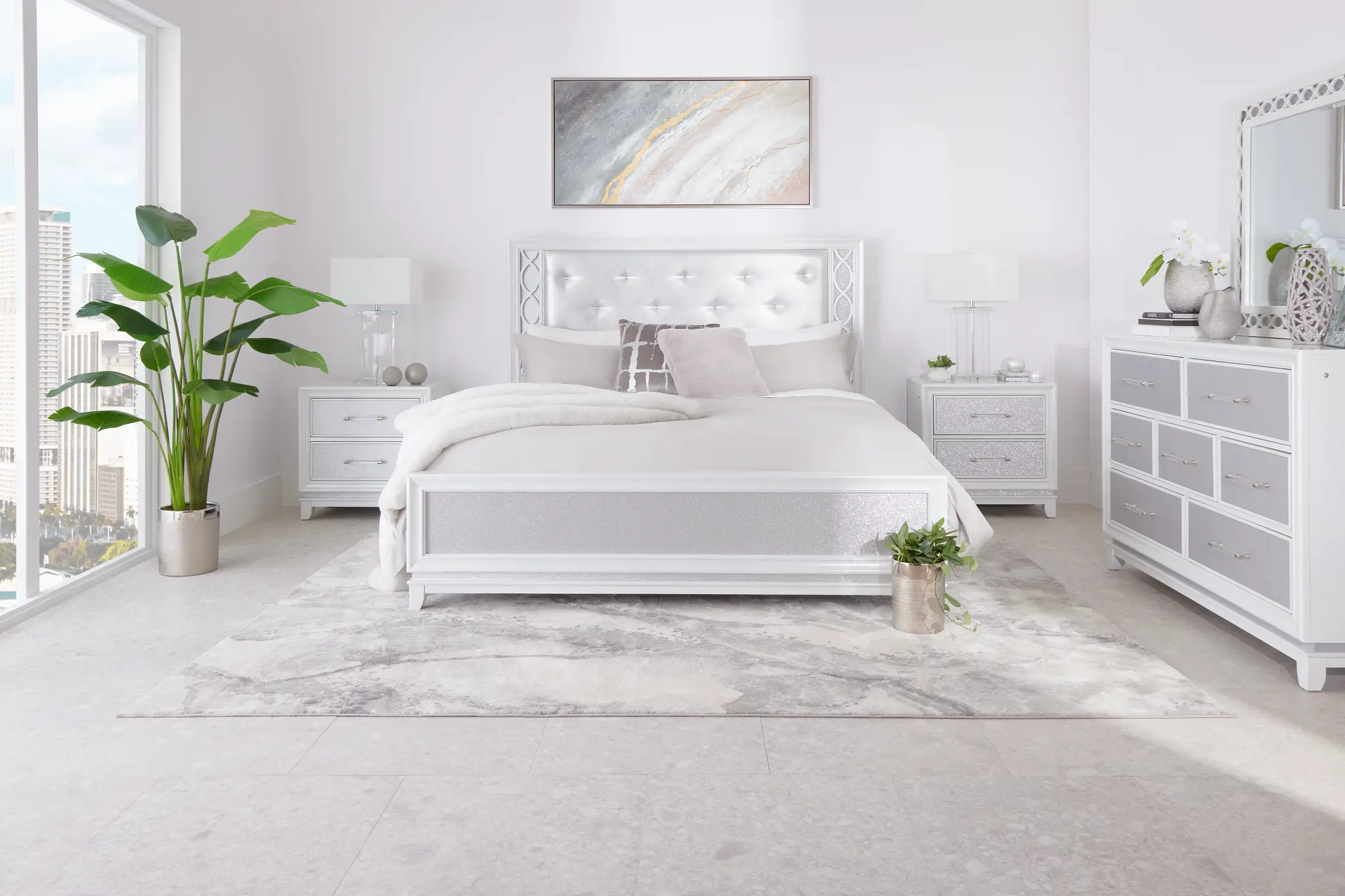 Valentina White Uph Panel Bed Valentina White Uph Panel Bed
