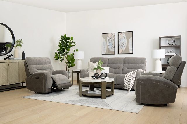 Travis Gray Fabric Power Reclining Sofa