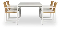 Sunrise White 86" Rectangular Table & 4 Aluminum Arm Chairs
