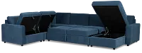 Addie Blue Fabric Medium Right Chaise Storage Sleeper Sectional