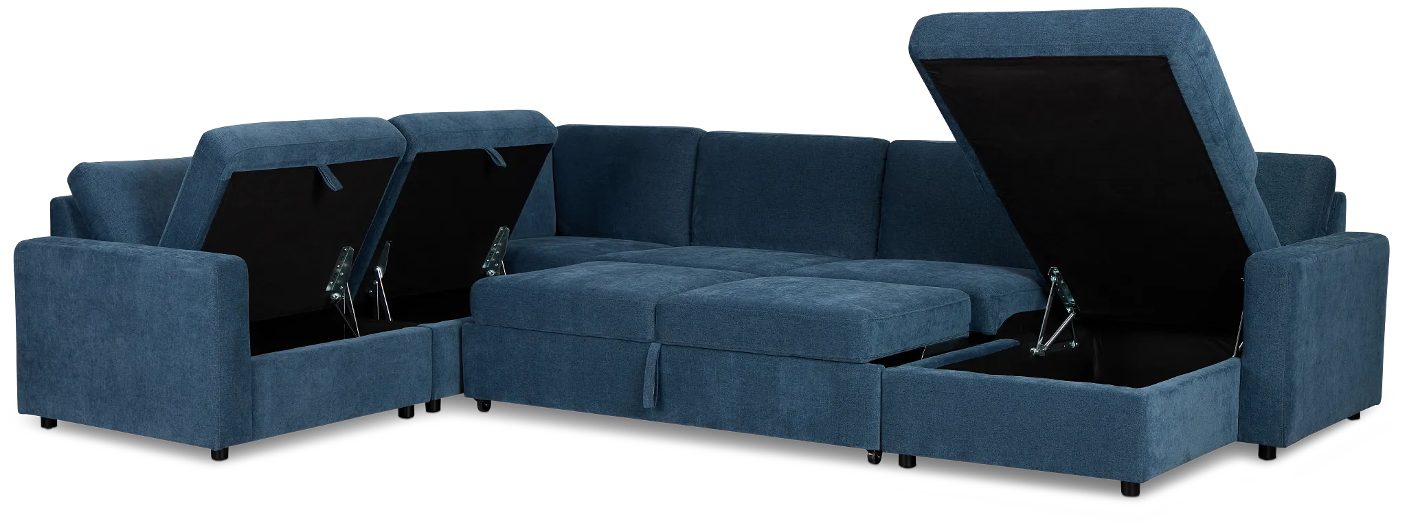 Addie Blue Fabric Medium Right Chaise Storage Sleeper Sectional