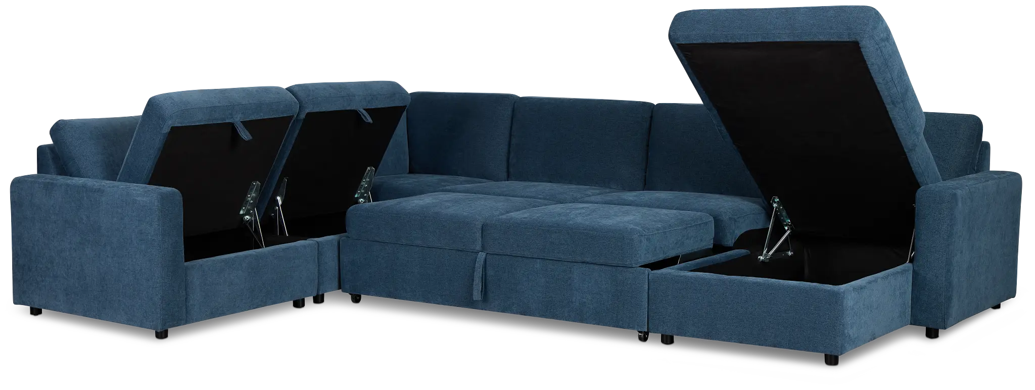 Addie Blue Fabric Medium Right Chaise Storage Sleeper Sectional Addie Blue Fabric Medium Right Chaise Storage Sleeper Sectional
