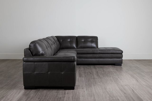 Braden Dark Gray Leather Medium Right Bumper Sectional