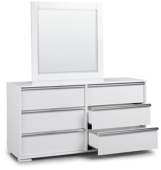 Doral White Dresser & Mirror
