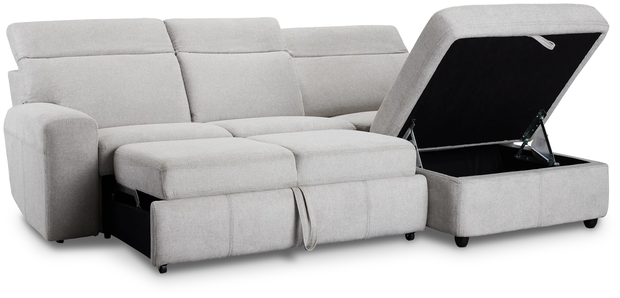 Callum Light Gray Storage Small Right Power Chaise Sleeper Sectional