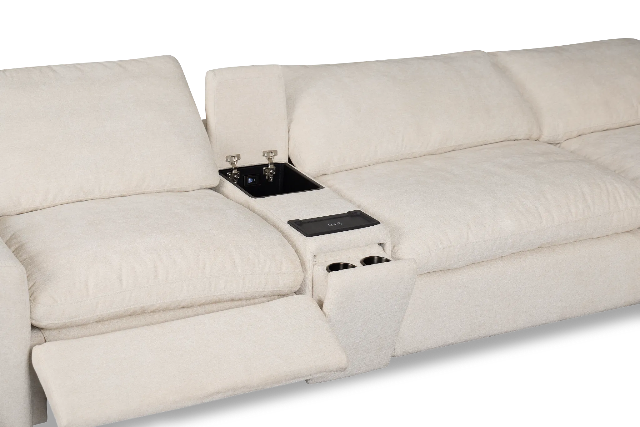 Drift Light Beige Fabric Large Right Bumper Power Reclining Sectional
