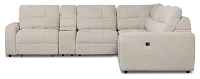 Hendrix Light Taupe Fabric Large Dual Power 2 Arm Extension Chaise Sectional