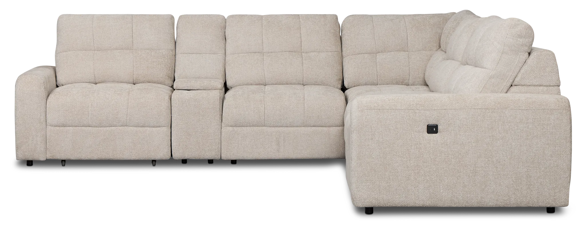 Hendrix Light Taupe Fabric Large Dual Power 2 Arm Extension Chaise Sectional