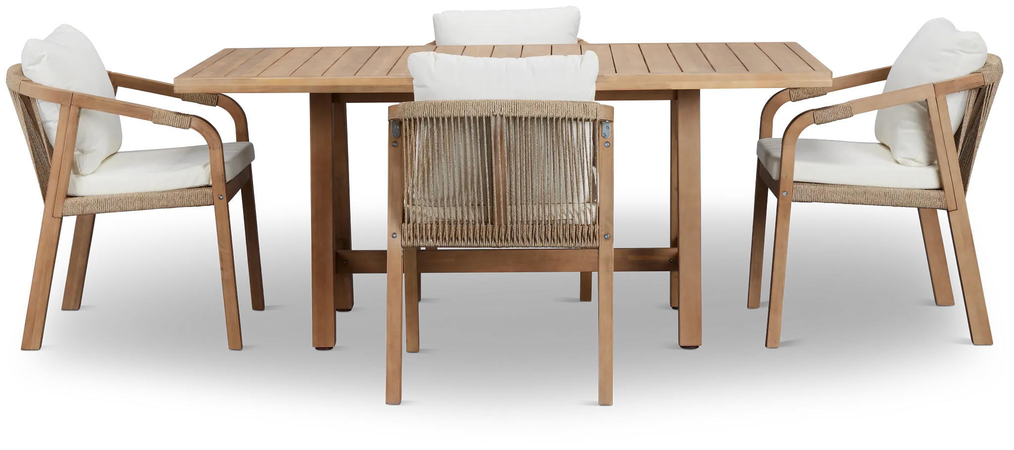 Laguna Light Tone 66" Rectangular Table & 4 White Cushioned Chairs