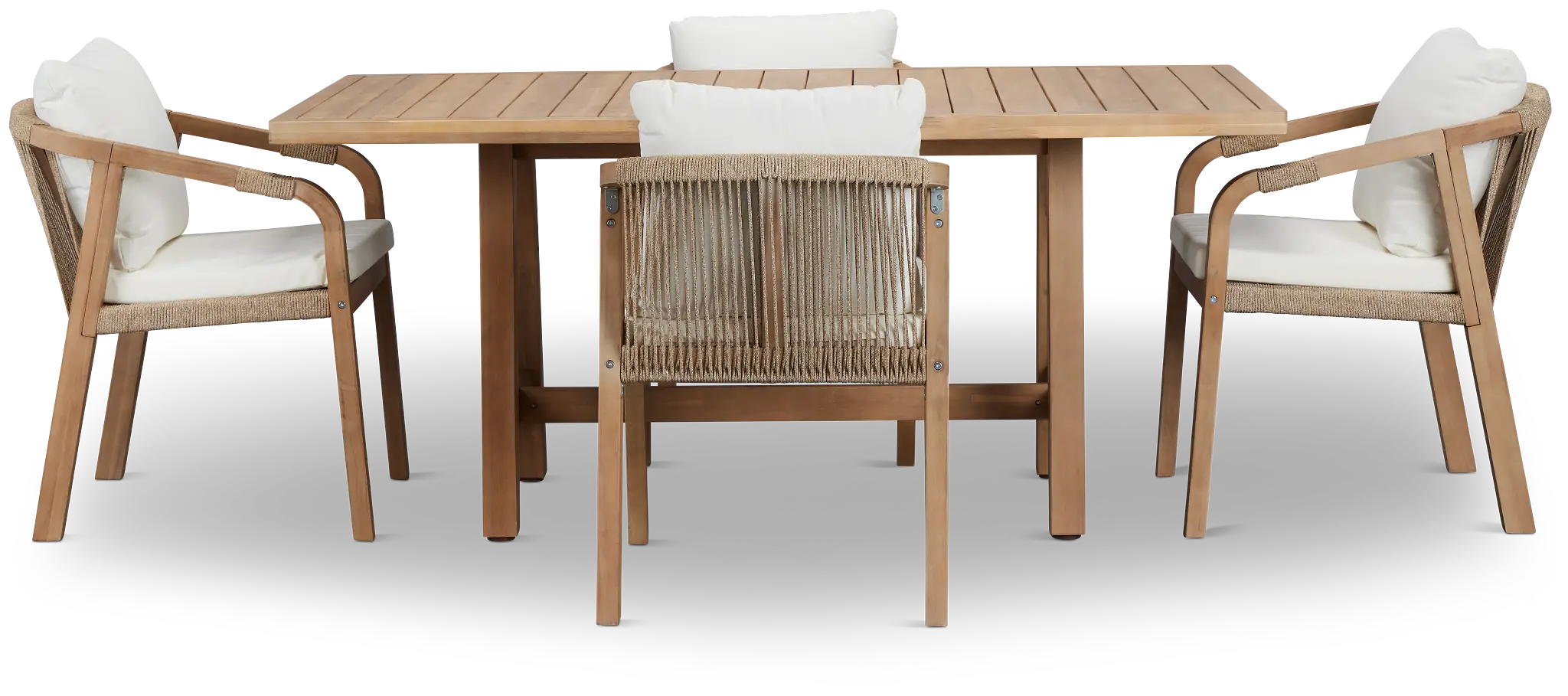 Laguna Light Tone 66" Rectangular Table & 4 White Cushioned Chairs Laguna Light Tone 66" Rectangular Table & 4 White Cushioned Chairs