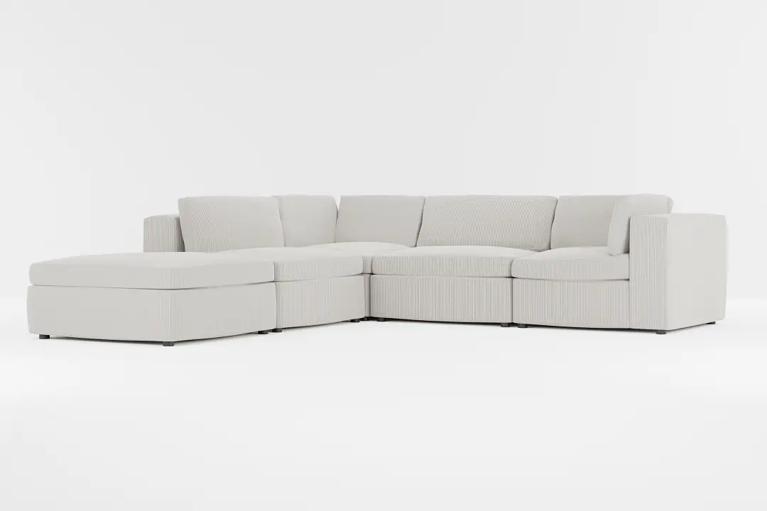 Destin Lucy Light Beige Fabric 5pc Bumper Sectional Destin Lucy Light Beige Fabric 5pc Bumper Sectional