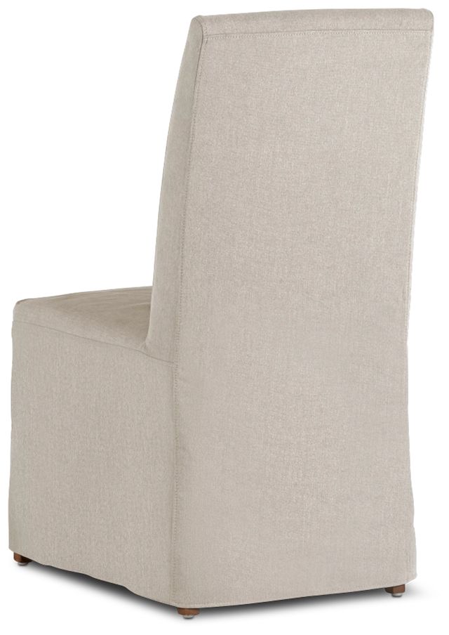 Harbor Light Beige Long Slipcover Chair With Light Tone Leg